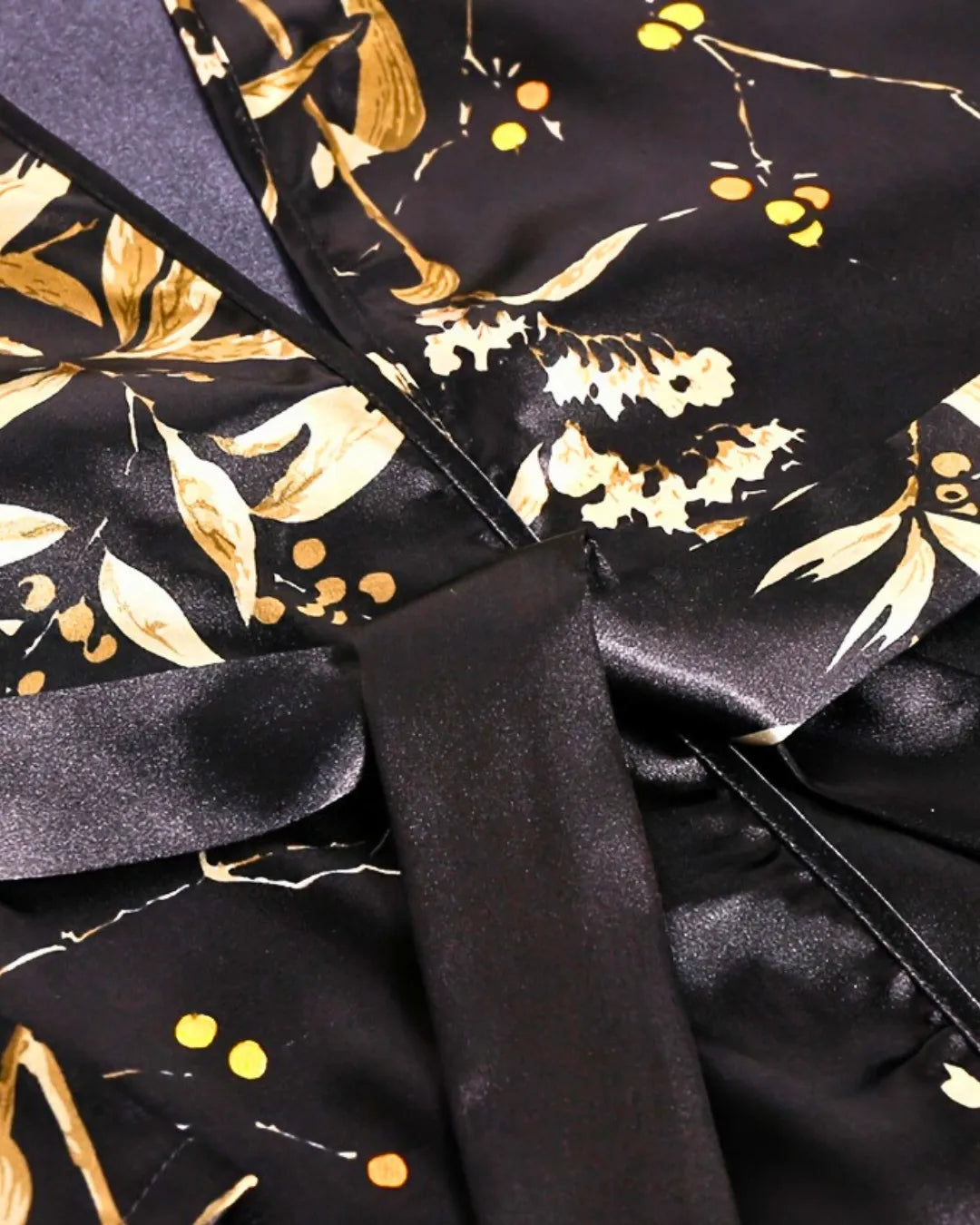 Black Cherry Print Satin Nightgown & Robe Set